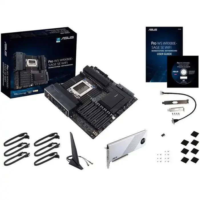 Asus Pro WS WRX80E-SAGE SE WIFI Desktop Motherboard – AMD WRX80 Chipset – Socket sWRX8 – Extended ATX PROWSWRX80ESGSEWF