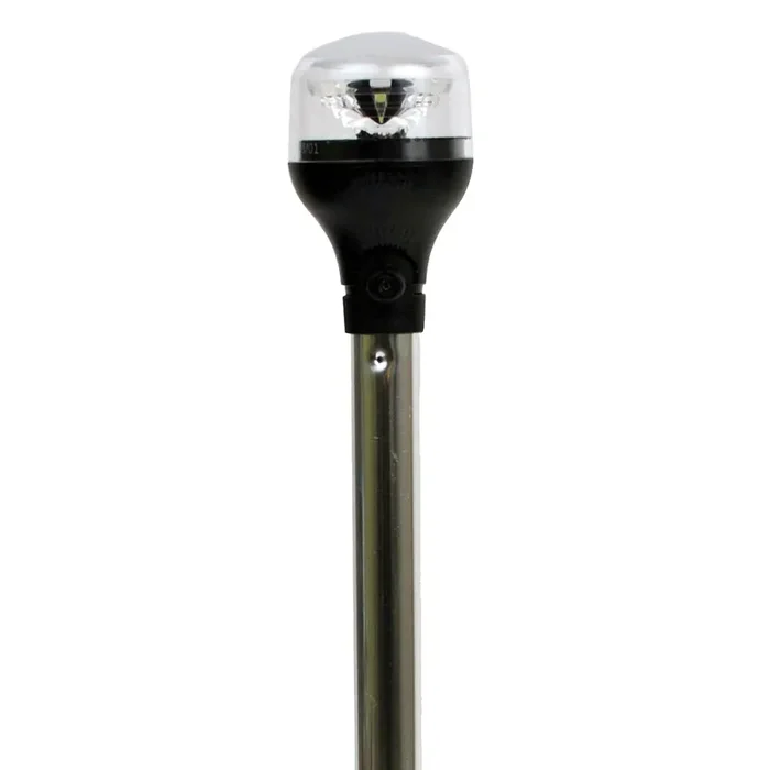 Attwood LightArmor All-Around Light – 12″ Aluminum Pole – Black Vertical Composite Base w/Adapter
