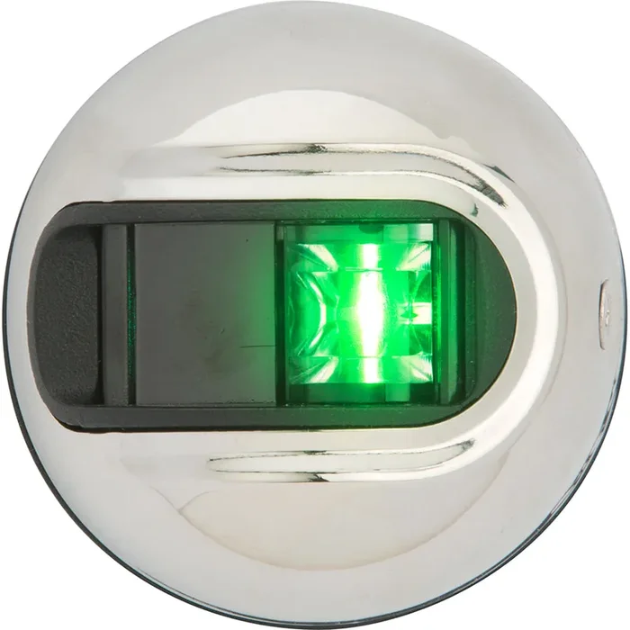 Attwood LightArmor Vertical Surface Mount Navigation Light – Starboard (Green) – Stainless Steel – 2NM