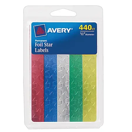 Avery® Foil Stars, 1/2″, Assorted, Pack of 440