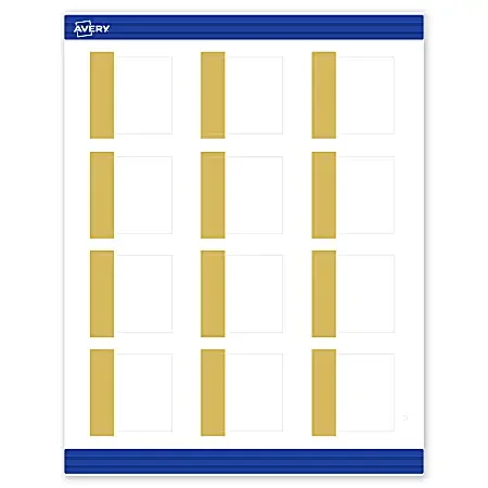 Avery® Print-To-The-Edge Cards With Sure Feed®, S00-DJT-PRMWC10, 2″ x 2″, Matte White, Preprinted Dipped Gold Edge Design, Pack Of 120
