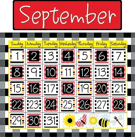 Barker Creek Calendar Set, Buffalo Plaid, Happy, Grades Pre-K – 9