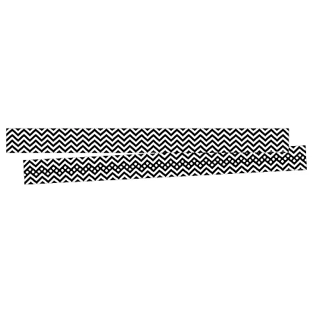 Barker Creek Double-Sided Border Strips, 3″ x 35″, Chevron Black, Set Of 24