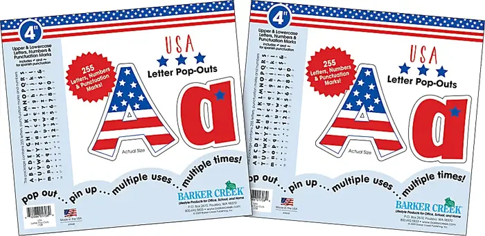 Barker Creek Letter Pop-Outs, 4″, USA, Pack Of 510