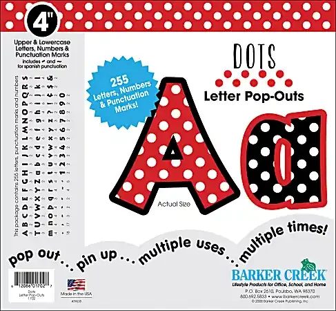 Barker Creek® Letter Pop-Outs, 4″, Dots, Set Of 255