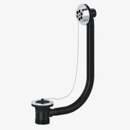 Bath Waste with Overflow, Chrome Metal Plug & Chain 1 1/2″ – Chrome