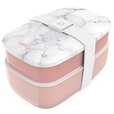 Bentgo Classic All-In-One Lunch Box Container, 3-13/16″H x 4-3/4″W x 7-1/8″D, Blush Marble