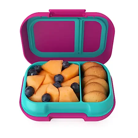 Bentgo Kids Snack Leak-Proof Container, 2″H x 4″W x 6″D, Fuchsia/Teal
