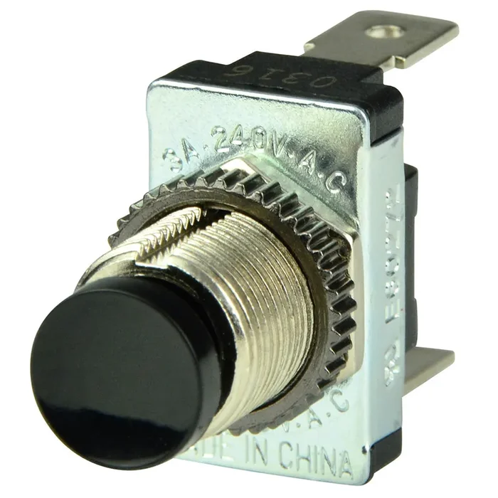BEP Black SPST Momentary Contact Switch – OFF/(ON)