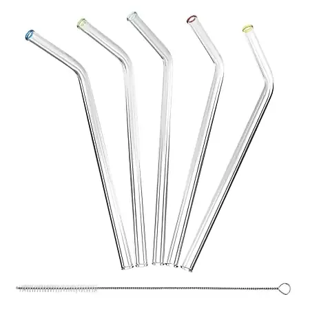 Better Houseware Glass Straws With Cleaning Brush, Clear, Set Of 5 Straws