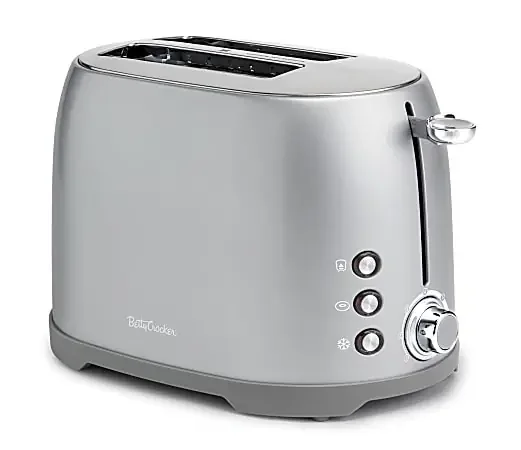 Betty Crocker 2-Slice Extra-Wide-Slot Multi-Function Toaster, Silver