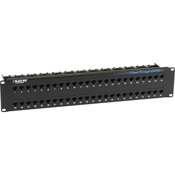 Black Box CAT5e Feed-Through Patch Panel – 2U, Unshielded, 48-Port