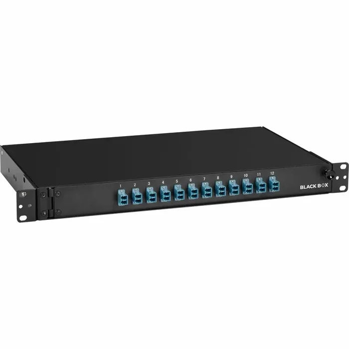 Black Box Rackmount Duplex Fiber Enclosure – 1U, Preloaded – 12 Port(s) – 12 x Duplex –