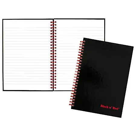 Black n‘ Red™ Notebook/Journal, 8 1/4″ x 5 7/8″, Black/Red, 70 Sheets