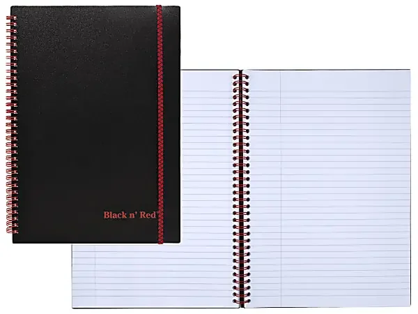 Black n‘ Red™ Twinwire Soft Cover Business Notebook, 11 3/4″ x 8 1/4″, Ruled, 70 Pages (35 Sheets), Black/Red (E67008)
