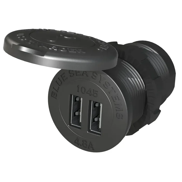 Blue Sea 1045 12/24V Dual USB Charger – 1-1/8″ Socket Mount