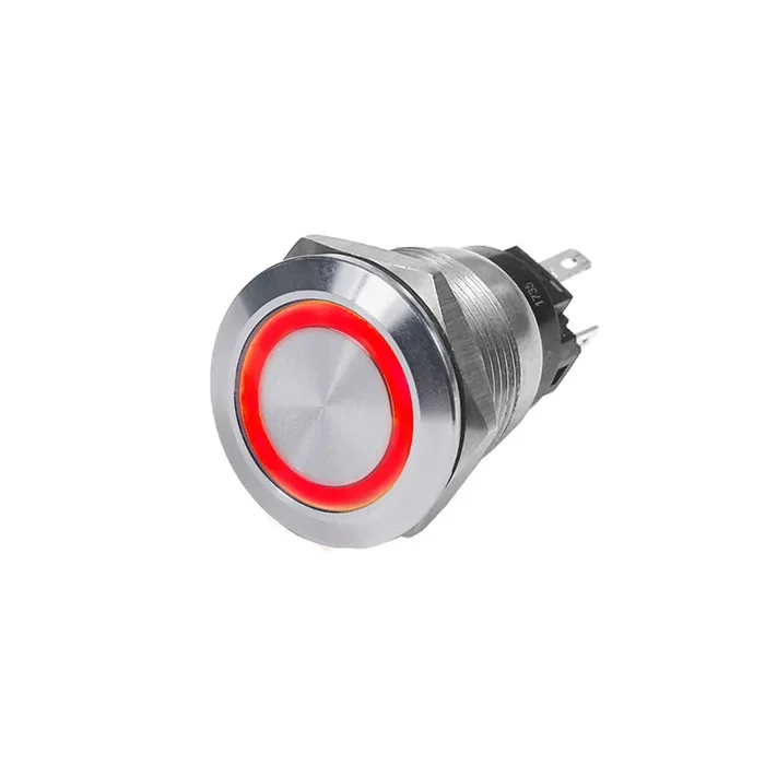 Blue Sea 4163 SS Push Button Switch – Off-(On) – Red – 10A