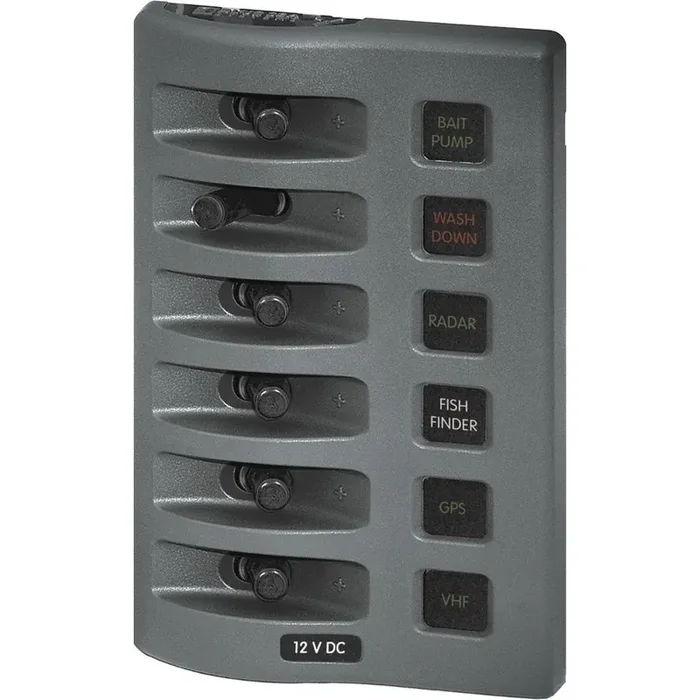 Blue Sea 4306 WeatherDeck Water Resistant Fuse Panel – 6 Position – Grey