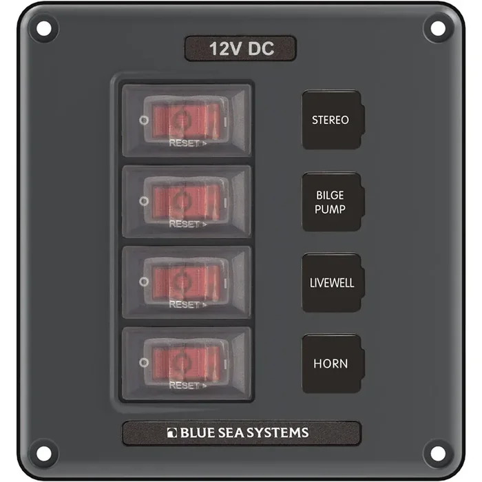 Blue Sea 4320 Circuit Breaker Switch Panel 4 Position – Gray