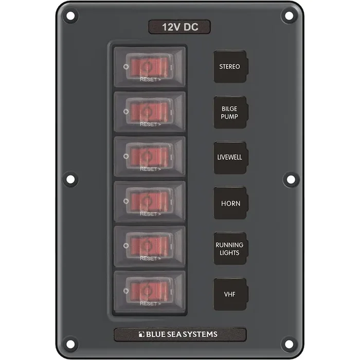 Blue Sea 4322 Circuit Breaker Switch Panel 6 Position – Gray