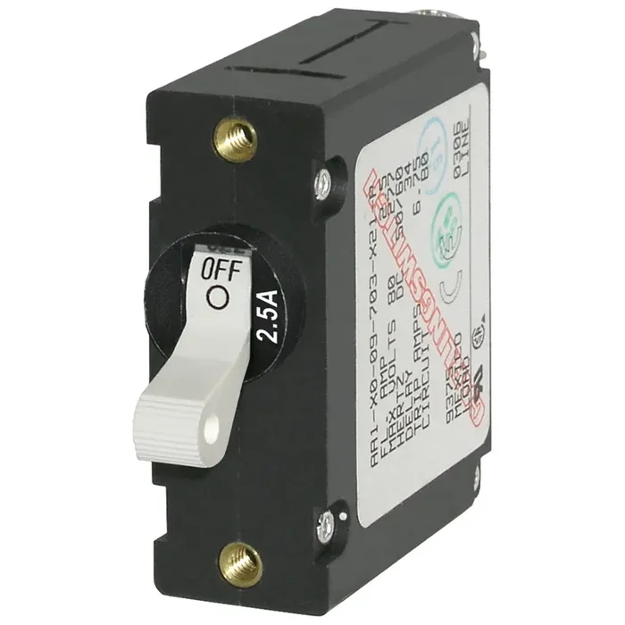 Blue Sea 7197 A-Series White Toggle Circuit Breaker – Single Pole 2.5A