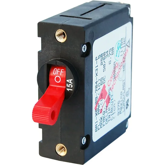 Blue Sea 7209 AC / DC Single Pole Magnetic World Circuit Breaker – 15 Amp