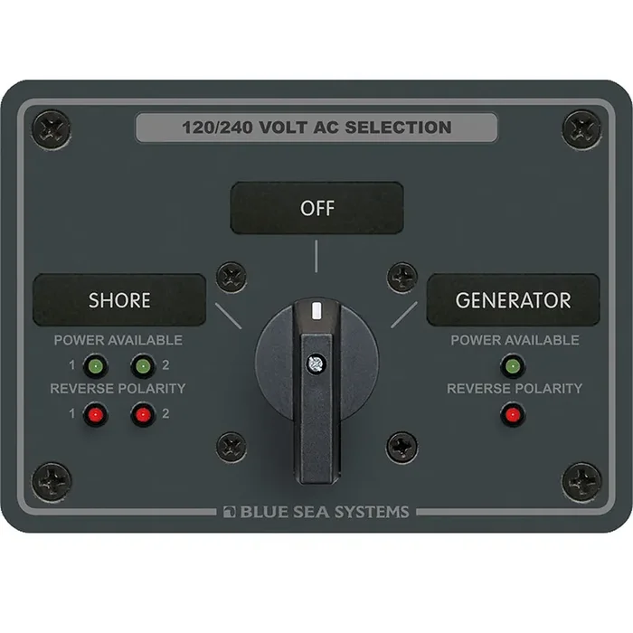 Blue Sea 8386 AC Rotary Switch Panel 30 Ampere 2 Positon + OFF, 4 Pole
