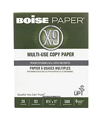 Boise® X-9® 3-Hole Punched Multi-Use Printer & Copy Paper, 1 Ream, White, Letter (8.5″ x 11″), 500 Sheets Per Ream, 20 Lb, 92 Brightness