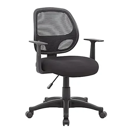 Boss Office Products Commercial Grade Ergonomic Mesh High-Back Task Chair With Arms, Black