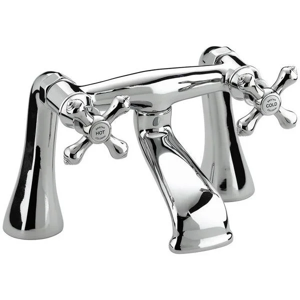 Bristan Colonial Traditional Chrome Bridge Bath Filler Tap, Crosshead Handles
