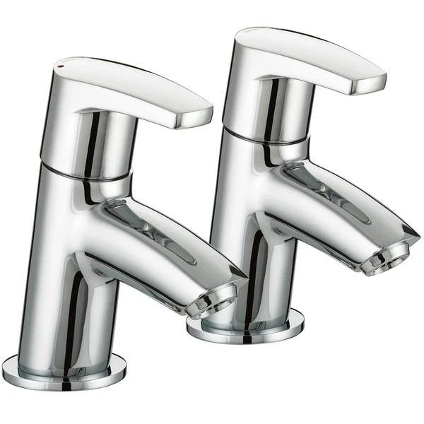 Bristan Orta Pair Of Angled Bath Taps, Chrome, Single Lever Handles