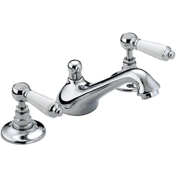 Bristan Renaissance 3 Hole Traditional Chrome Basin Mixer Tap with Waste
