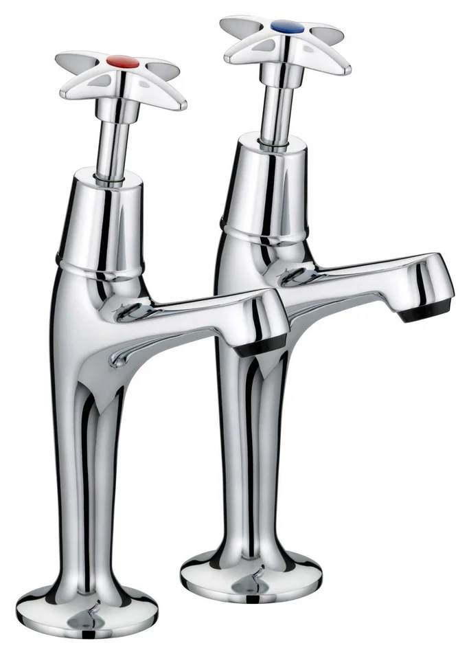 Bristan Value Crosshead Modern High Neck Kitchen Sink Taps Pair – Chro