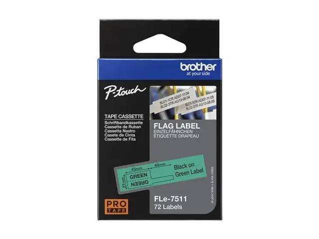 Brother FLe Label – 53/64 Width x 1 49/64 Length – Thermal Transfer – Green – 72 Total Lab