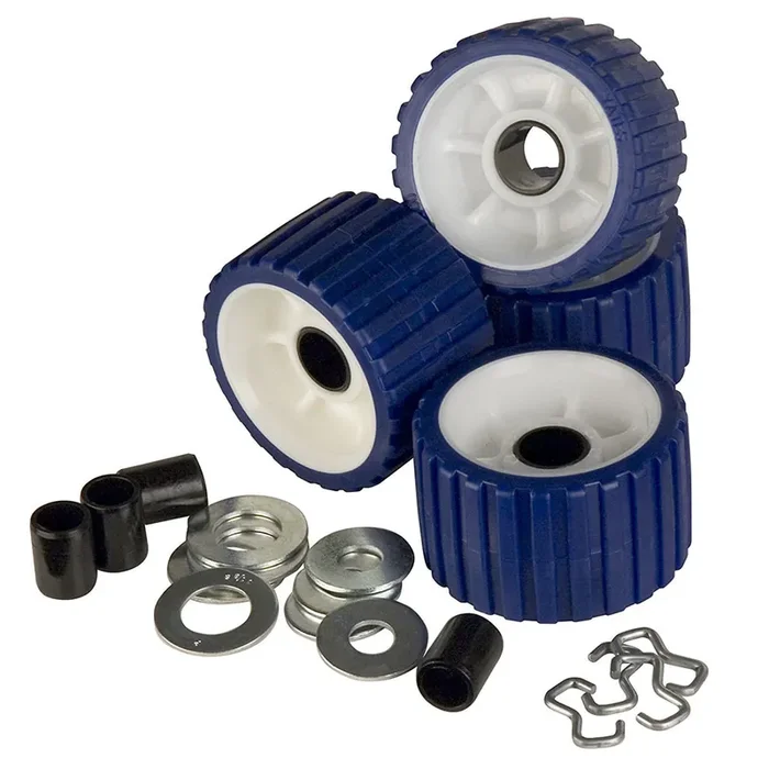 C.E. Smith Ribbed Roller Replacement Kit – 4-Pack – Blue