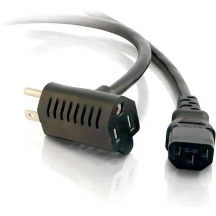 C2G 1.5ft 16 AWG Universal Power Cord With Extra Outlet – 1.5ft