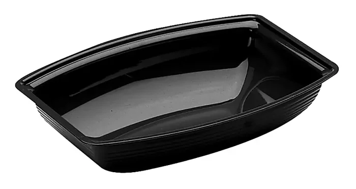 Cambro Camwear Rectangular Ribbed Bowls, 2.9 Qt, Black, Pack Of 12 Bowls