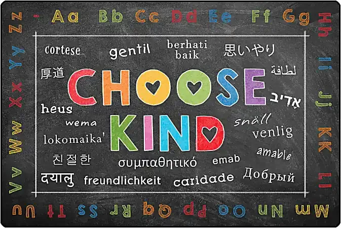 Carpets for Kids® Pixel Perfect Collection™ Choose Kind Activity Rug, 4‘ x 6‘, Black