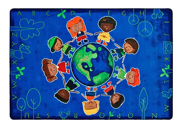 Carpets For Kids® Premium Collection Give The Planet A Hug Rug, 3‘10″ x 5‘5″, Blue