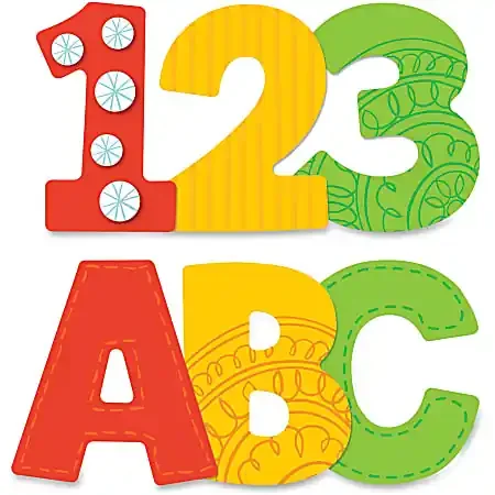 Carson Dellosa Education Boho EZ Letters Set – Fun Theme/Subject – 52x Letter, 10x Number, 14x Punctuation Marks Shape – 0