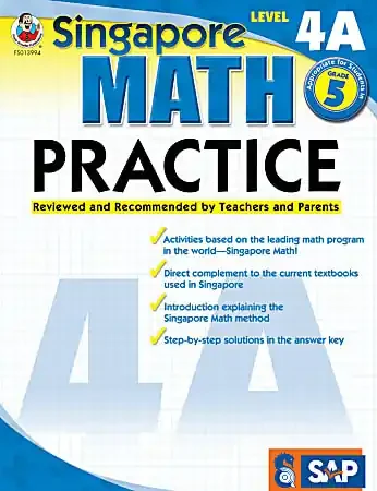 Carson Dellosa Education Common Core Math Practice Workbook, Math Level 4A, Grade 5