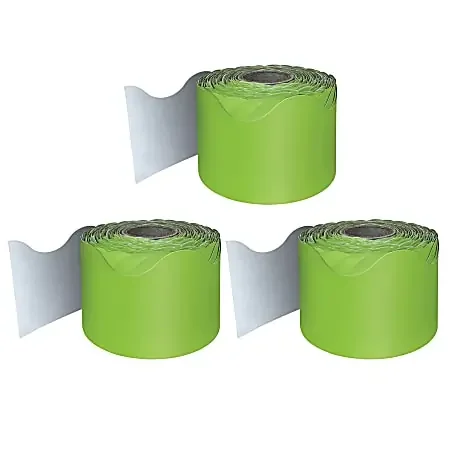 Carson Dellosa Education Rolled Scalloped Borders, Lime, 65‘ Per Roll, Pack Of 3 Rolls