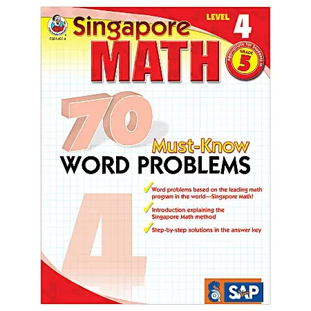 Carson-Dellosa Singapore Math 70 Must-Know Word Problems, Level 4, Grade 5