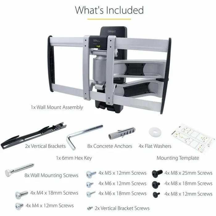 产品名称中包含顶级域名,检查并适当处理后再继续! StarTech.com Articulating TV Wall Mount, VESA Wall Mount TV Bracket for 65