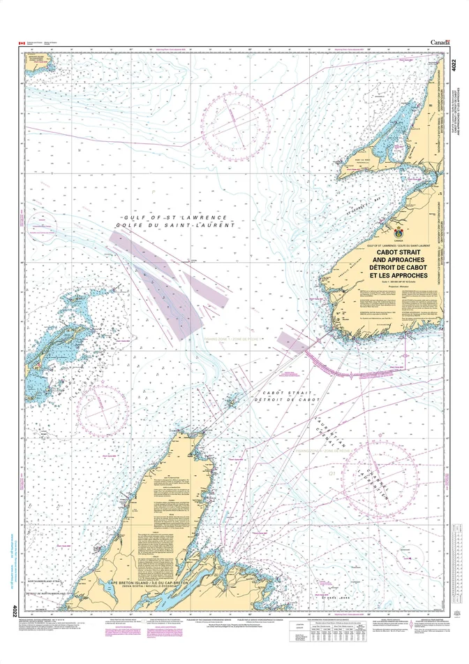 CHS Nautical Chart – CHS4022 Cabot Strait and approaches / Detroit de Cabot et les approches