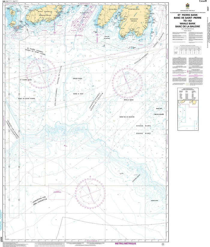 CHS Nautical Chart – CHS4047 St. Pierre Bank / Banc de Saint-Pierre to / au Whale Bank / Banc de la Baleine