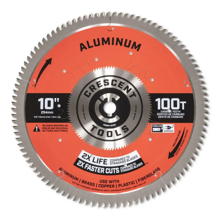 Circular Saw Blade 10in X 100 Tooth Thin Aluminum CSBAN-10100