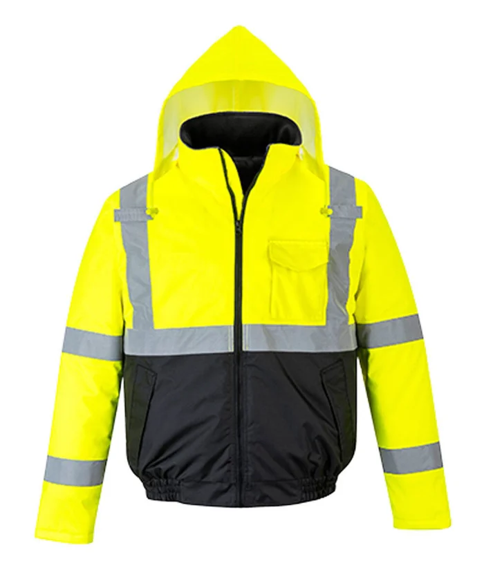 Class 3 Hi-Vis Two-Tone Bomber Jacket Yellow and Black – 2XL US363YBRXXL