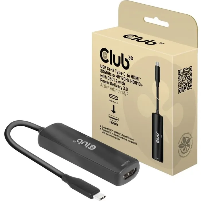 Club 3D A/V Adapter – 1 x HDMI Digital Audio/Video – Female 1 x USB Type-C – Female – 1 x
