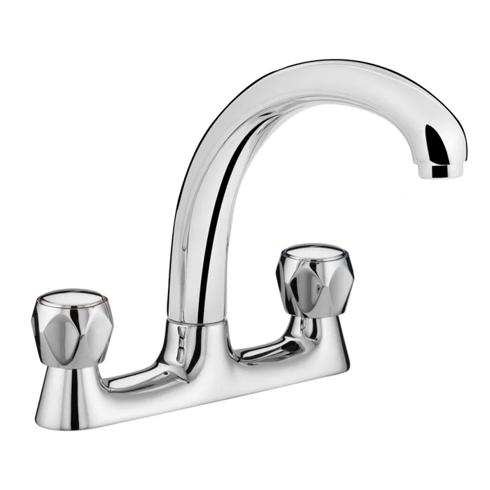 Club Deck Sink Mixer Chrome With Metal Heads